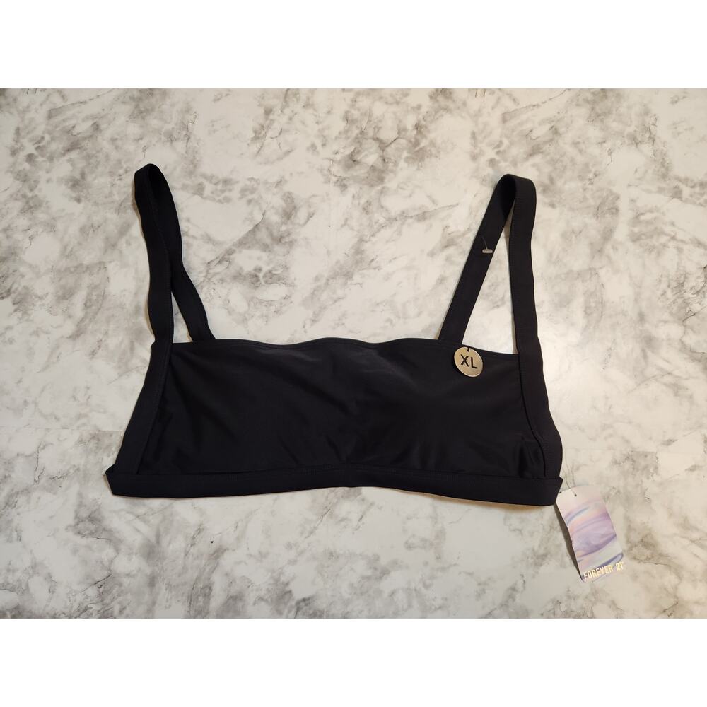 Forever 21 Women's Black Solid Stretch Comfort Swimwear Bikini Top Size XL NWT